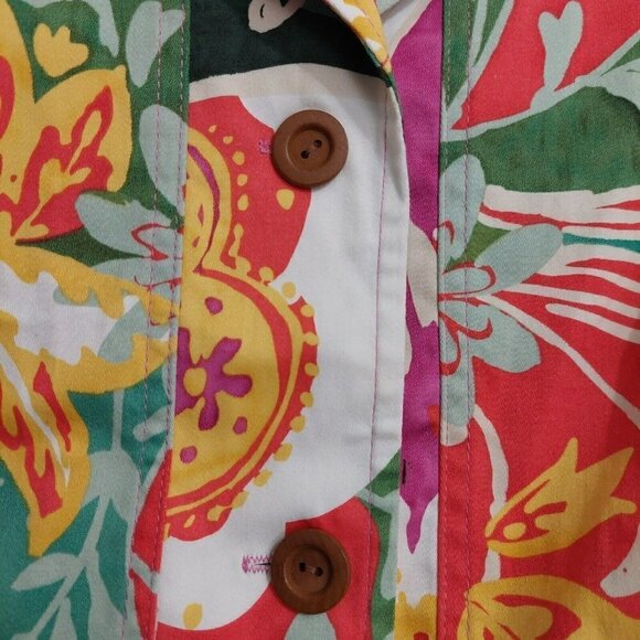 Coldwater Creek Blazer Button Front Jacket Size M Floral Colorful Artsy Retro - Picture 10 of 11